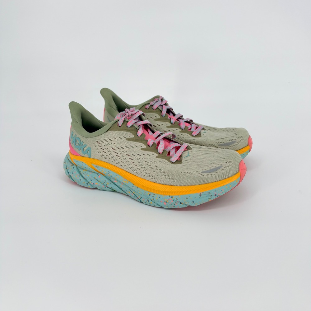 Hoka X Free People Movement Clifton 8 B Running Shoes Womens 8 Seaweed Green Tea